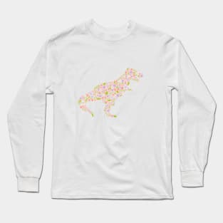 Floral Dinosaur in Pink + Purple Long Sleeve T-Shirt